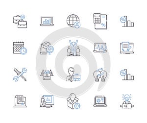 Organizational culture outline icons collection. Organizational, Culture, Values, Norms, Behaviors, Attitudes, Practices