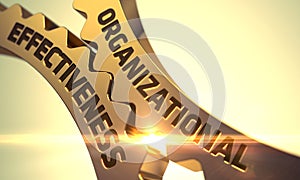 Organizational Effectiveness on Golden Gears. 3D. photo