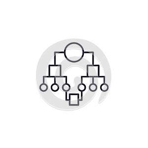 Organizational structure of company linear icon concept. Organizational structure of company line vector sign, symbol