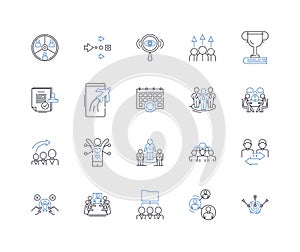 Organizational structure line icons collection. Hierarchy, Division, Function, Nerk, Matrix, Flat, Grouping vector and