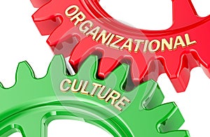 Organizational ÃÂ¡ulture concept with colored gearwheels. 3D rendering