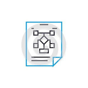 Organizational workflow plan linear icon concept. Organizational workflow plan line vector sign, symbol, illustration.