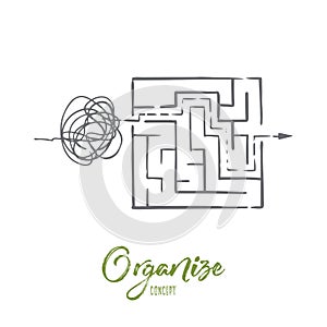 Organize, order, control, sort, chaos concept. Hand drawn isolated vector.