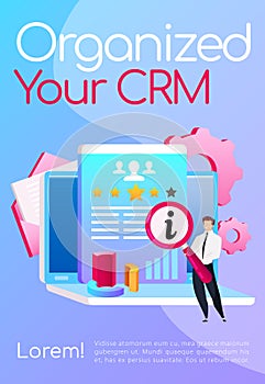 Organize your CRM poster flat vector template