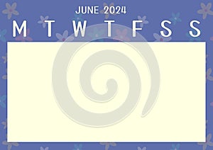 Organize your month with this floral June 2024 calendar template, exuding a serene vibe