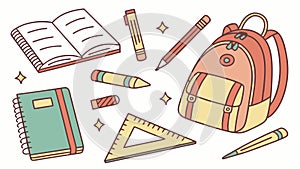 Organized Backpack with Study Essentials, vector design Generative AI