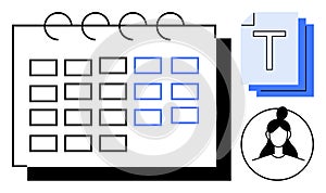 Simplified Calendar Layout with Profile Icon and Document Elements for Scheduling Concepts