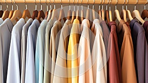 Organized Collection of Garments on Hangers AI Generated