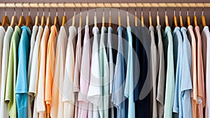 Organized Collection of Garments on Hangers AI Generated