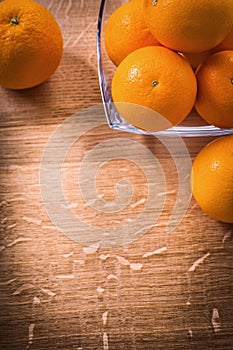 Organized copyspace orange fruits in glass square