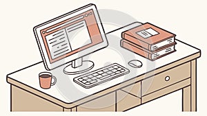 Organized Desk Setup for Efficient Work, vector design Generative AI