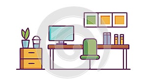 Organized Desk Workspace: Productivity & Home Office, vector design Generative AI