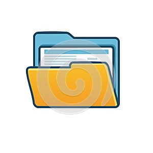 Organized Digital Documents Blue and Yellow Folder Vector Illustration