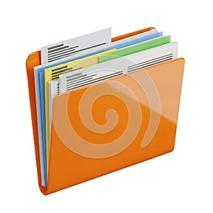 Organized file folder with documents isolated on transparent background