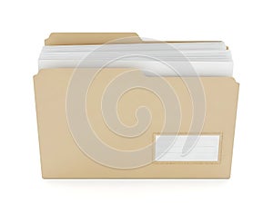 Organized file folder with paper documents