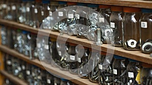 Organized glass shelf, made of wood and glass pot