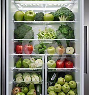 Organized Green Fruits in Fridge