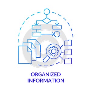 Organized information blue gradient concept icon