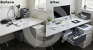 Before & After: Organized Modern Home Office Desk