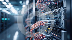 Organized Network Cables in Server Rack Inside Data Center