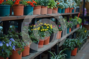 Organized Row of Potted Plants photo