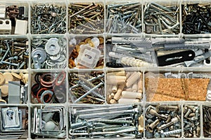 Organized screws, bolts, nuts and washers