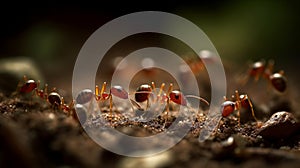 The organized swarm of ants tirelessly built their complex nest, working together to create a thriving home for their community