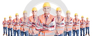 Organized team of builders or construction workers