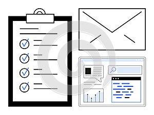 Organized Workflow with Checklist, Email, and Web Interface for Task and Communication Management