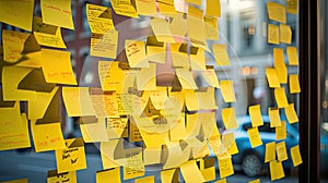 organized yellow post it notes
