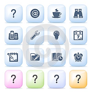 Organizer icons on color buttons.