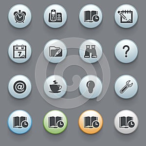 Organizer icons on gray background.