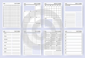 Organizer. Planner blank pages, business diary and daily to do list. Paper sheets for writing goals for week and month photo