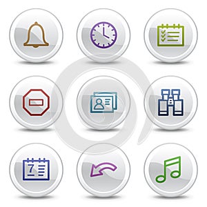 Organizer web colour icons, white circle buttons