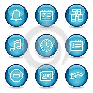 Organizer web icons, blue glossy sphere series