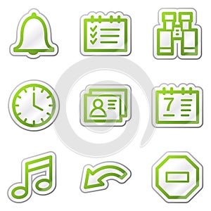 Organizer web icons, green contour sticker series