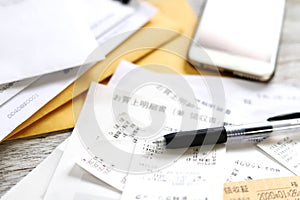 Organizing mails, receipts and document, paper work image