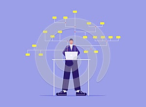 Organizing structure of database concept. Flat vector illustration