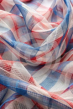 Organza Pattern with Geometric Colors (White, Red, Blue