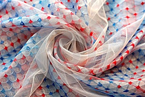 Organza Pattern with Geometric Colors (White, Red, Blue