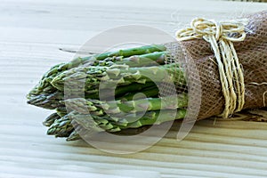 Orgarnic fresh asparagus wrapped in twine