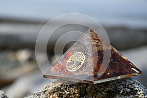 An Orgonite Crystal Healing Pyramid Close Up