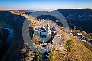 Orheiul Vechi Old Orhei Orthodox Church in Moldova Republic on top of a hill photo