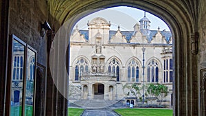 Oriel College, Oxford University, front gate and traditional buildings. photo