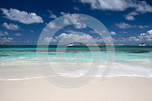 Orient Bay beach in St. Martin in the Caribbean