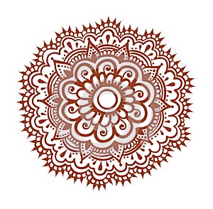 Orient mandala - decorative henna design, India. Mendy ethnic vector