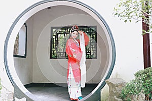 Oriental Aisa Chinese actress Peking Beijing Opera Costumes Pavilion garden China traditional drama play dress perform ancient
