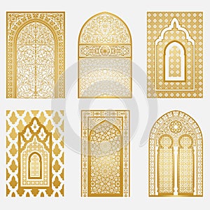 Oriental arabic golden arches set