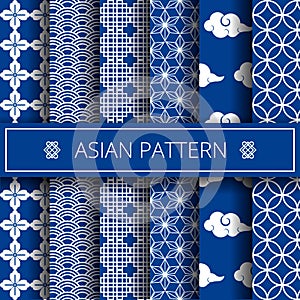 Oriental asian traditional korean japanese chinese patterns decoration elements set,web online concept page background