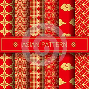 Oriental asian traditional korean japanese chinese patterns decoration elements set,web online concept page background photo